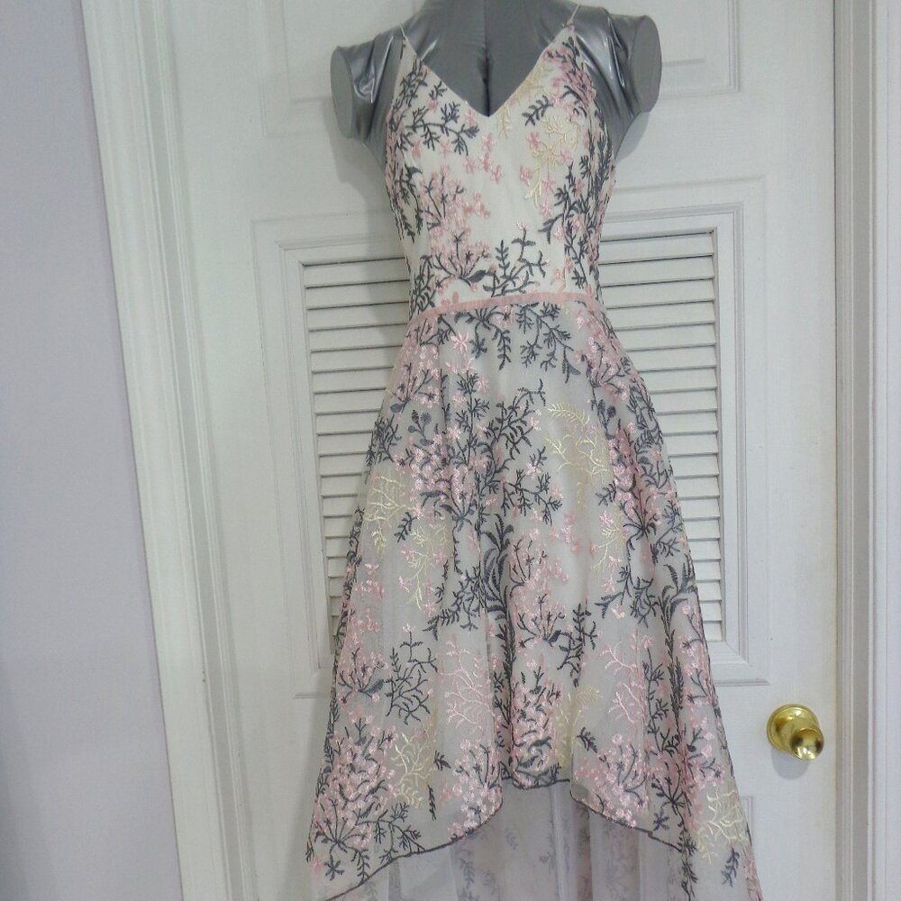 By & By Pink and Gray Floral Embroidery Lovely Dress‎ Juniors' Size 5
